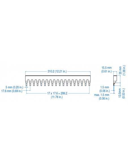 2P16UL3/18 - UL 489 - 2 PHASE BUSBAR - standard spacing