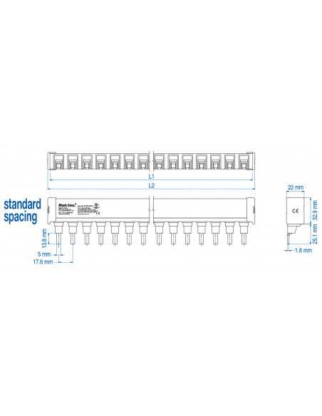 3P18ULC3/36 - UL 489 - 3 PHASE CUTTABLE BUSBAR - standard spacing