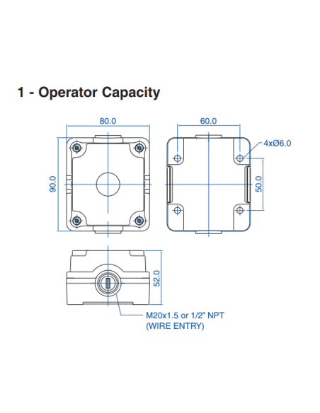 2049A10 Aluminum Enclosures for 22mm Operators