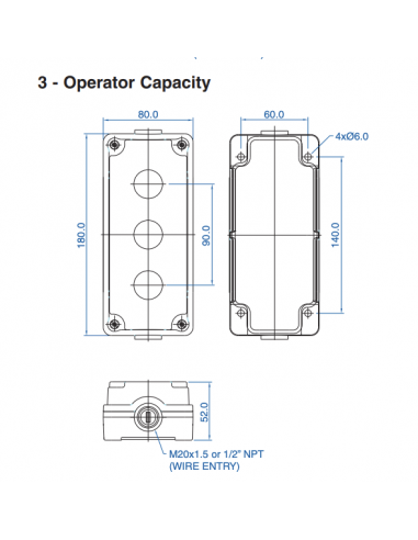 2007E13 Aluminum Enclosures for 22mm Operators