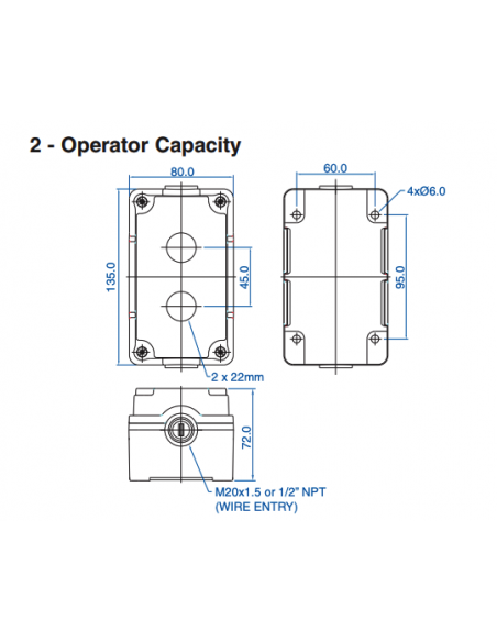 7015C10 Aluminum Enclosures for 22mm Operators