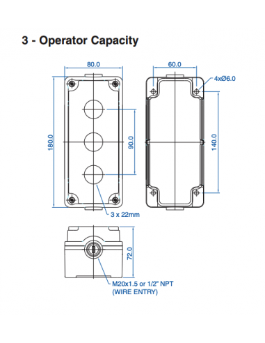 7016E10 Aluminum Enclosures for 22mm Operators