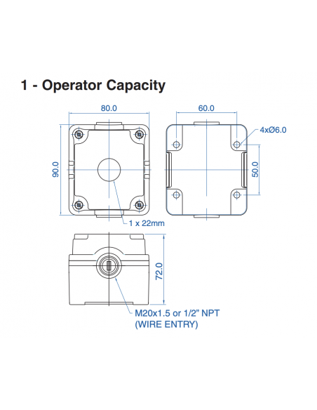 7010A13 Aluminum Enclosures for 22mm Operators