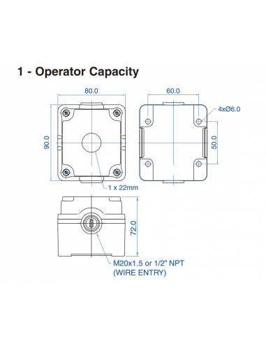 7022A10 Aluminum Enclosures for 22mm Operators
