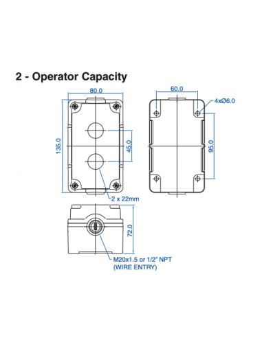 7016C10 Aluminum Enclosures for 22mm Operators