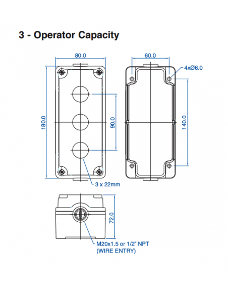 7005E13 Aluminum Enclosures for 22mm Operators