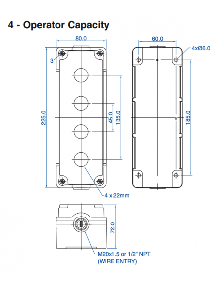 7004G13 Aluminum Enclosures for 22mm Operators