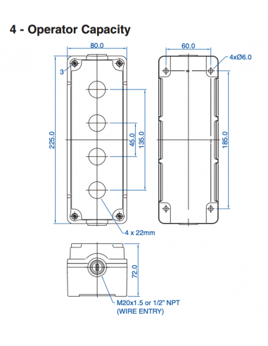 7008G10 Aluminum Enclosures for 22mm Operators