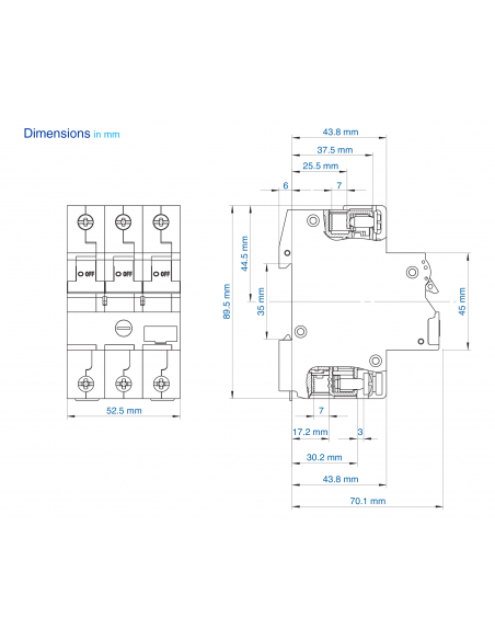 MA63UM MA-Series Three Phase Adjustable Trip MCB/ MMC