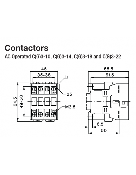 A16PC3-14ND10-DC24V PC Series Contactors - 22A Frame (1 Phase, 3 Phase)