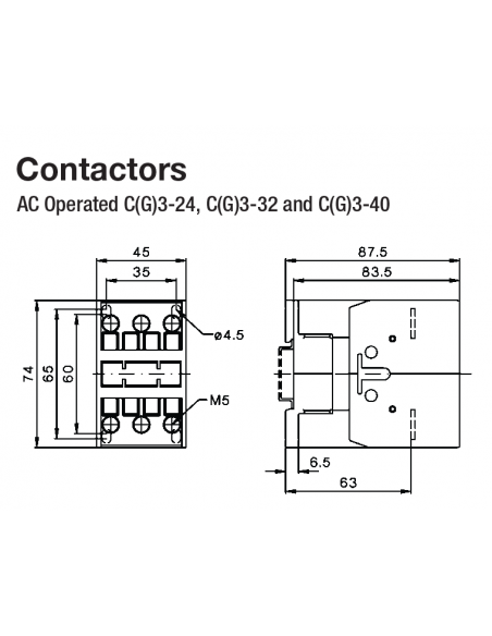 A16PC3-32A00-AC24V PC Series Contactors - 40A Frame (1 Phase, 3 Phase)