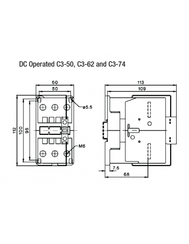 A16PC3-62A00-DC110V PC Series Contactors - 74A Frame (1 Phase, 3 Phase)