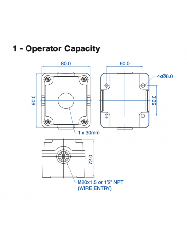 7023A10 Aluminum Enclosures for 22mm Operators