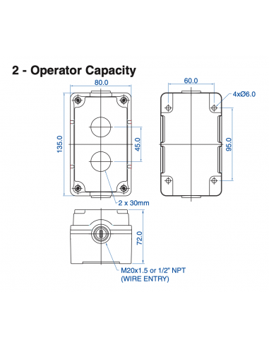 7017C10 Aluminum Enclosures for 22mm Operators