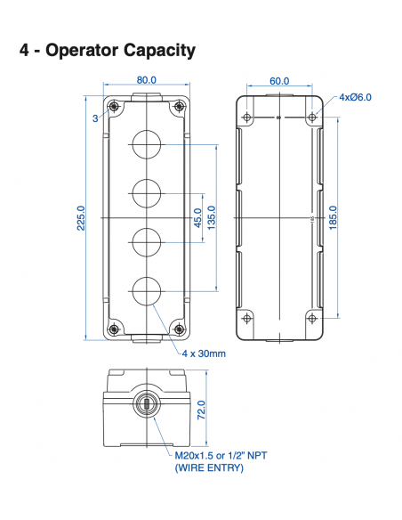 7006G13 Aluminum Enclosures for 22mm Operators