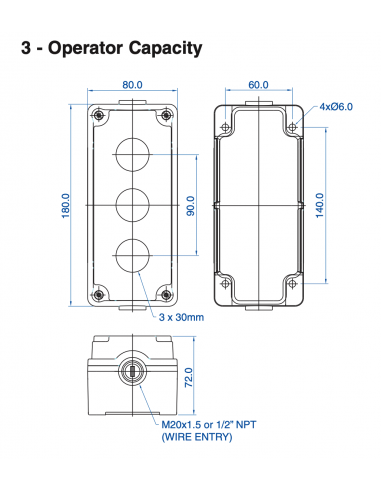 7018E10 Aluminum Enclosures for 22mm Operators