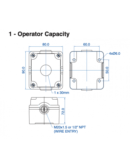 7024A10 Aluminum Enclosures for 22mm Operators