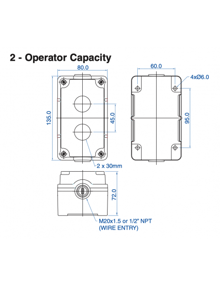 7009C13 Aluminum Enclosures for 22mm Operators