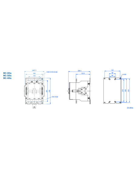 MC-330A-300V MC Series Contactors - 3 Pole 400AF Frame AC/DC