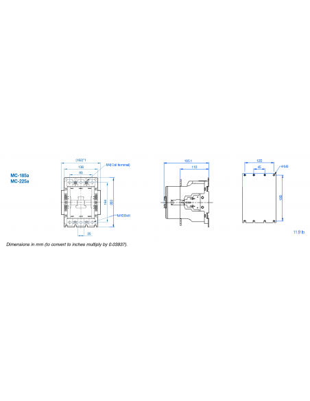MC-185A-110/220V MC Series Contactors - 3 Pole 225AF Frame AC/DC