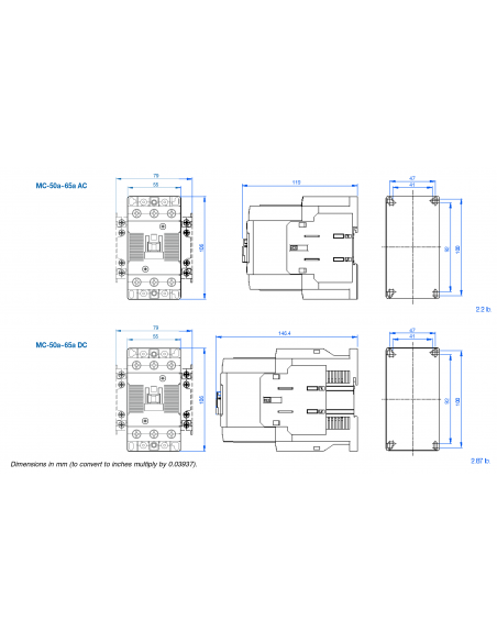 MC-65A-AC24V MC Series Contactors - 3 Pole 65AF Frame AC