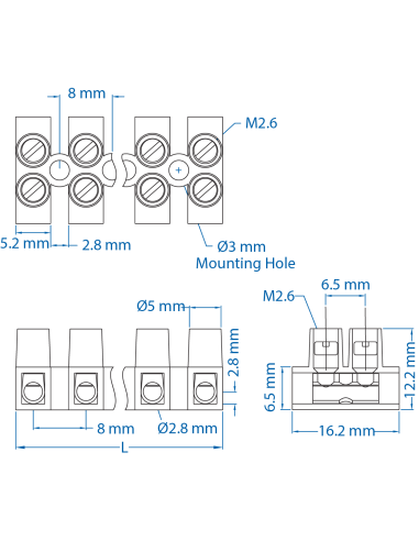 HE10WPR/04 Eurostrip, 4 pole,15mm spacing, flatbase, 50A, 300V, 18-8AWG