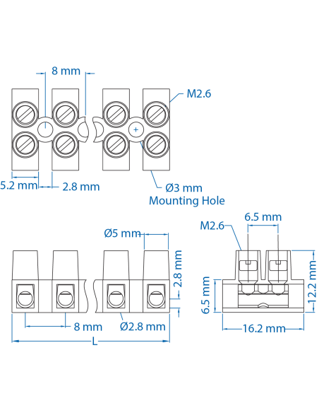 HE10WPR/04 Eurostrip, 4 pole,15mm spacing, flatbase, 50A, 300V, 18-8AWG
