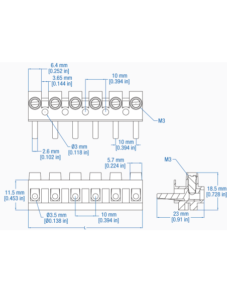 HE42SST/07 Eurostrip plug, 7 pole, 10mmPS, Standoff, 20A, 600V, 24-10AWG