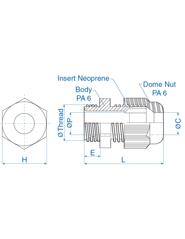4220307 - PG7 2.5-6.5 mm Cable Gland Standard Straight-Through Nickel Plated Brass