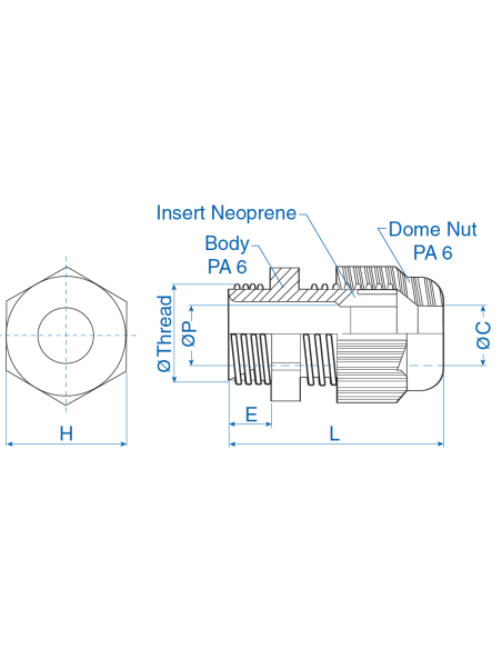 4220307 - PG7 2.5-6.5 mm Cable Gland Standard Straight-Through Nickel Plated Brass