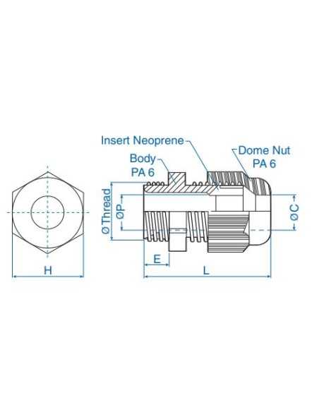 5308 907 - NPT 1" 11-21mm Cable Gland Standard Straight-Through Polyamide