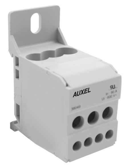 38049 - 1 - Pole 80A Plain Brass Power Distribution Block