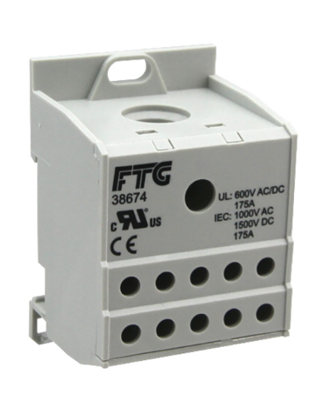 38674 - 1 - Pole 175A Plated aluminum Power Distribution Block