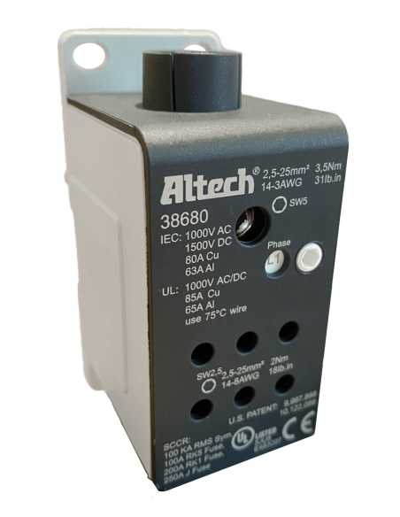 38680 - 85 A Cu 65 A Al, UL1953 Power Distribution Blocks