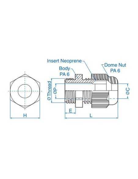 5308 958 - M16x1.5 2.5-8 mm Cable Gland Standard Straight-Through Polyamide