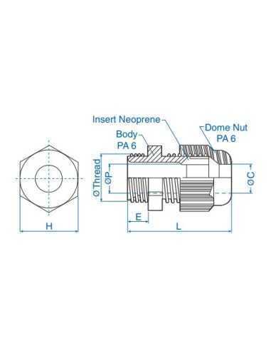 5309 720 - M20x1.5 5-12 mm Cable Gland Standard Straight-Through Polyamide