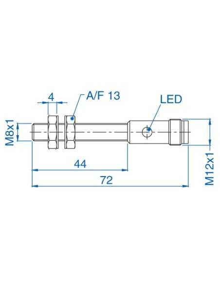 AIS08F1.5AP024-Q65 - M8 Flush Mount Cylindrical Sensor, DC - 3 WIRE-STANDARD