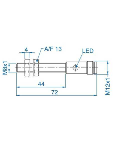 AIS08F1.5AN024-Q65 - M8 Flush Mount Cylindrical Sensor, DC - 3 WIRE-STANDARD