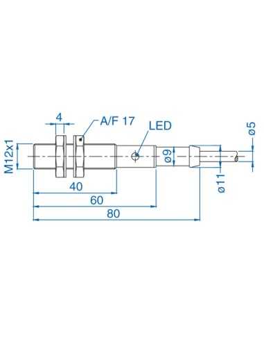 AIS12F02UP024-2M - M12 Flush Mount Cylindrical Sensor, DC - 3 WIRE-STANDARD