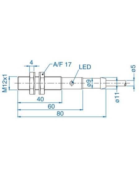 AIS12F02UP024-2M - M12 Flush Mount Cylindrical Sensor, DC - 3 WIRE-STANDARD