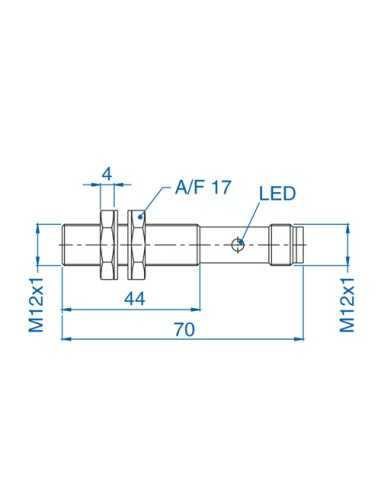 AIS12F02AP024-Q65 - M12 Flush Mount Cylindrical Sensor, DC - 3 WIRE-STANDARD