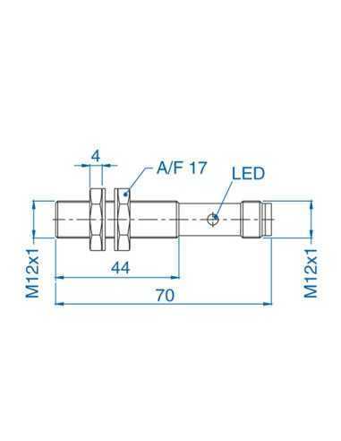AIS12F02AN024-Q65 - M12 Flush Mount Cylindrical Sensor, DC - 3 WIRE-STANDARD