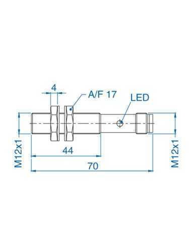 AIS12F02AN024-Q65 - M12 Flush Mount Cylindrical Sensor, DC - 3 WIRE-STANDARD