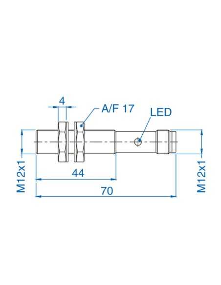 AIS12F02UN024-Q65 - M12 Flush Mount Cylindrical Sensor, DC - 3 WIRE-STANDARD