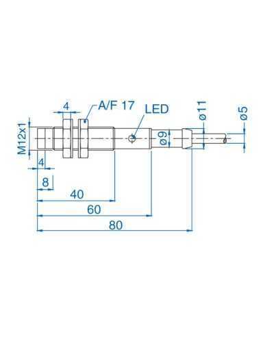 AIS12N04UN024-2M - M12 Non-Flush Mount Cylindrical Sensor, DC - 2 WIRE-STANDARD