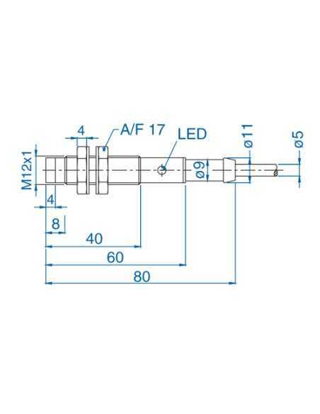 AIS12N04UN024-2M - M12 Non-Flush Mount Cylindrical Sensor, DC - 2 WIRE-STANDARD