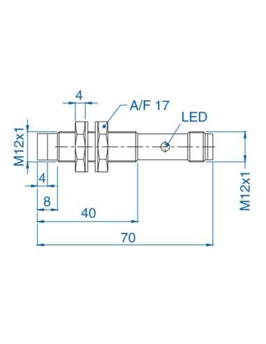 AIS12N04AP024-Q65 - M12 Non-Flush Mount Cylindrical Sensor, DC - 2 WIRE-STANDARD