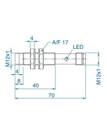 AIS12N04UP024-Q65 - M12 Non-Flush Mount Cylindrical Sensor, DC - 2 WIRE-STANDARD