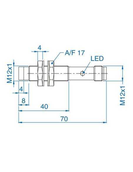 AIS12N04AN024-Q65 - M12 Non-Flush Mount Cylindrical Sensor, DC - 2 WIRE-STANDARD