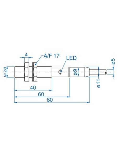 AIS12F02AD024-2M - M12 Flush Mount Cylindrical Sensor, DC - 2 WIRE- STANDARD|Sensors